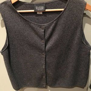 Short Gray Cotton Vest From Eileen Fisher; Medium